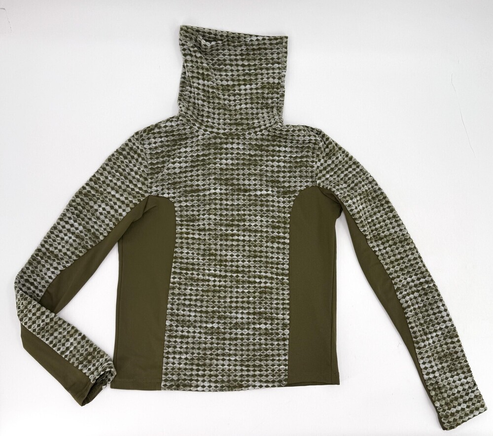 Nike Pro Hyperwarm Pullover Womens Medium Green Pattern Hooded Athletic Shirt